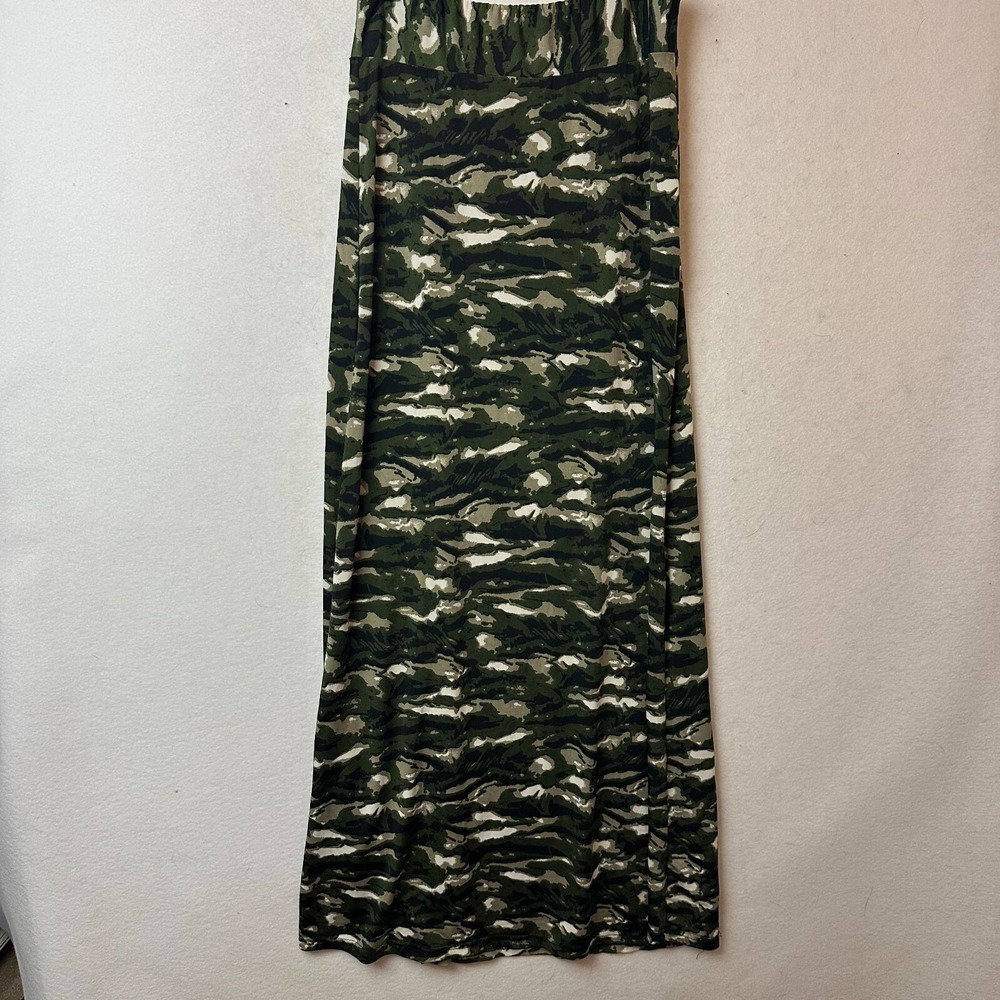 Bobbie Brooks Womens Green Camo Maxi Skirt Elastic Waist Tiger Stripe Size M